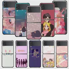 Чехол для телефона Samsung Galaxy Z Flip 4 Z Flip3 5G Shell для Galaxy Z Flip Hard Cover Couqe Fundas Милая пара Сейлор Мун