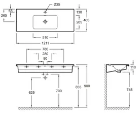 Раковина Jacob Delafon Vox EXAB112-Z 120 см EXAB112-Z-00